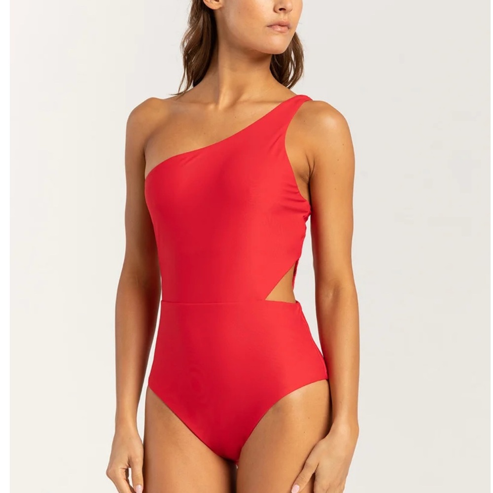 NEW with tags. SMALL Surftec 1 piece red bathing suit.